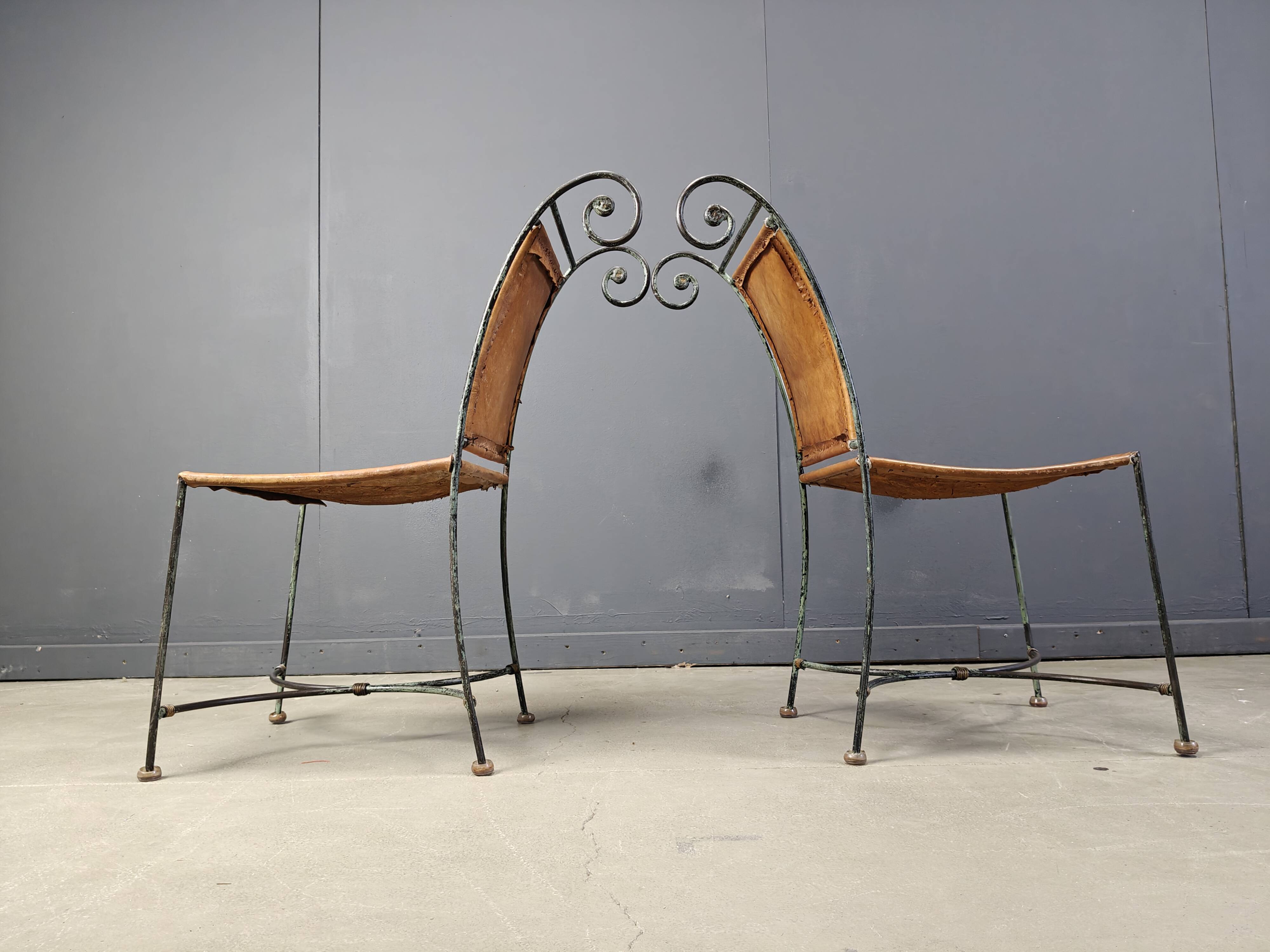 Spanish wrought iron dining chairs, 1960s