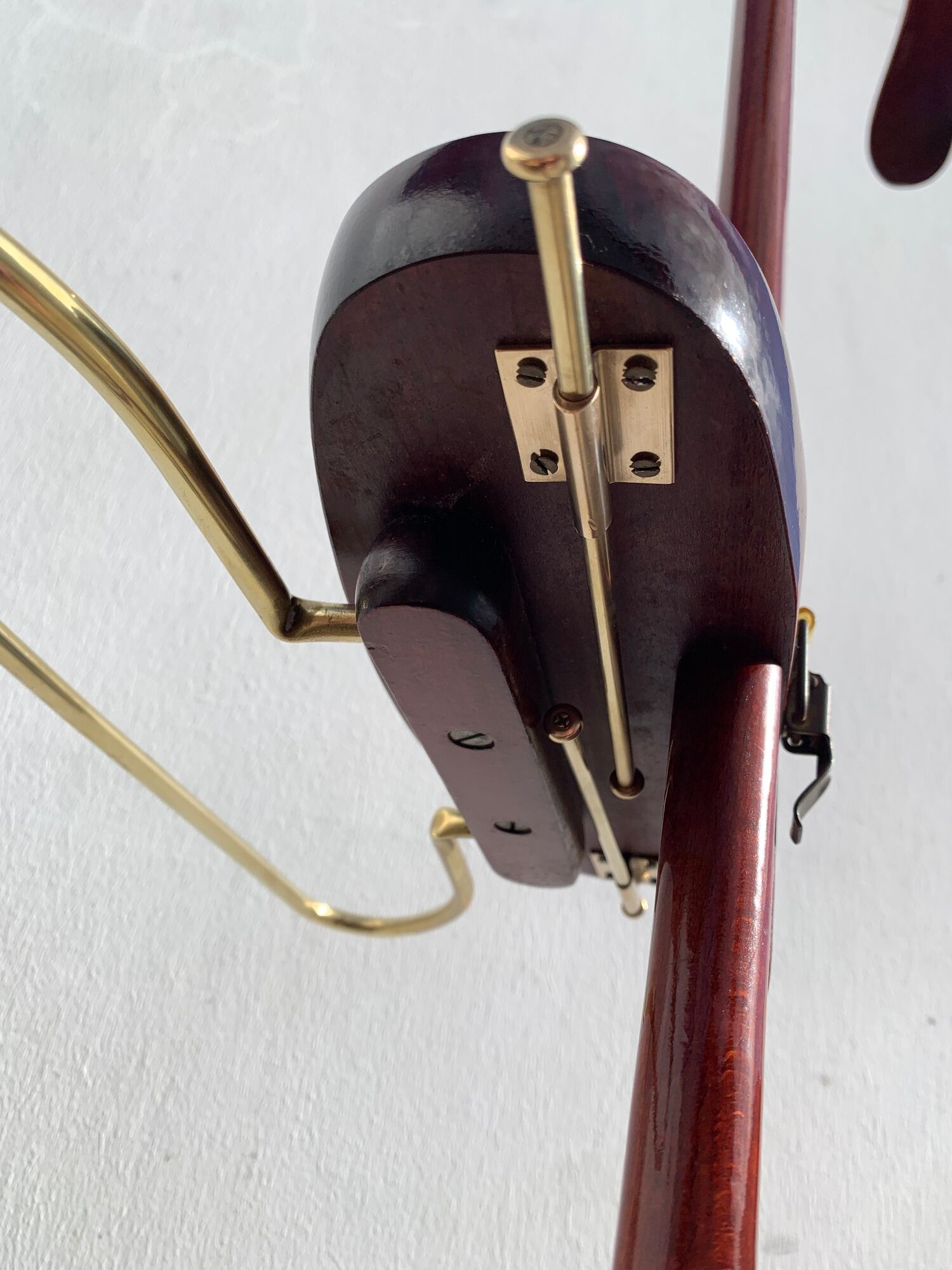 Night jack, anthropomorphic, brass mahogany, Ico Parisi, Fratelli Reguitti, 1950
