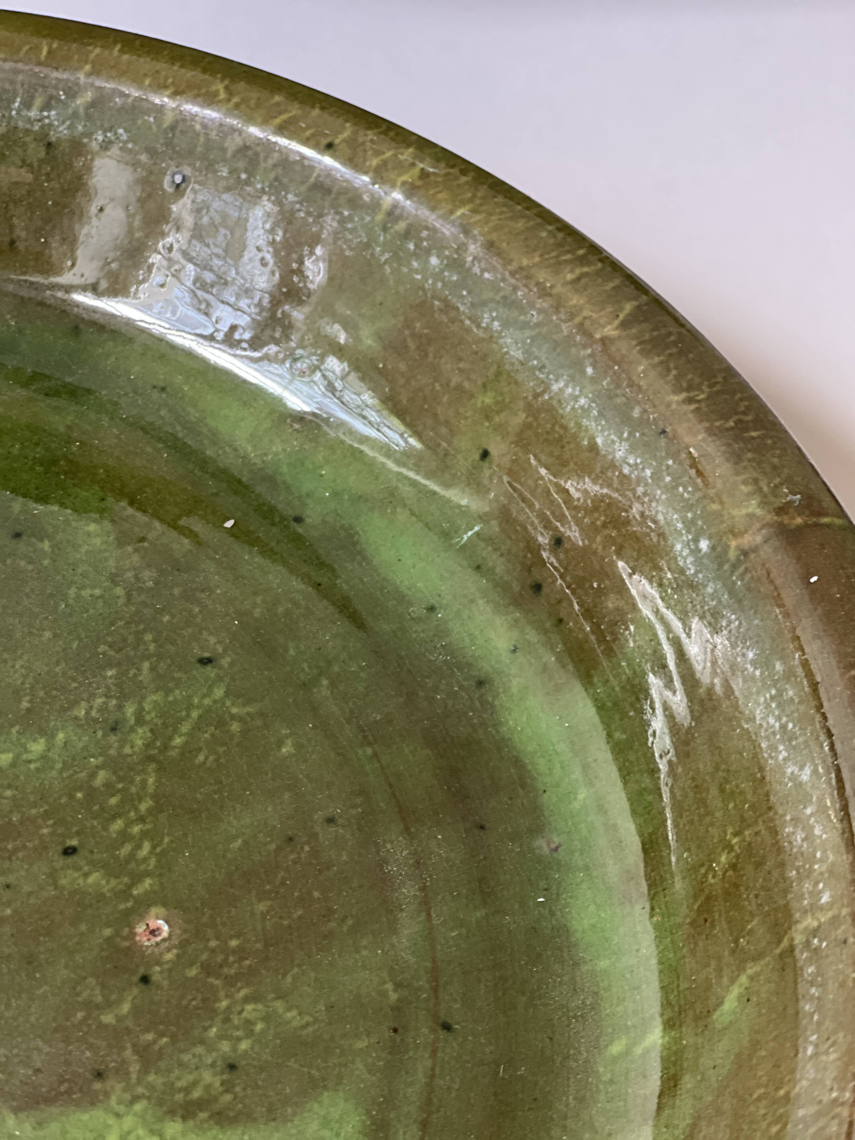 Large glazed earthenware dish, circa 1970