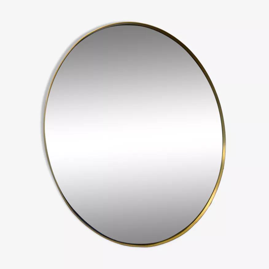 Round mirror 60cm in diameter on brass frame