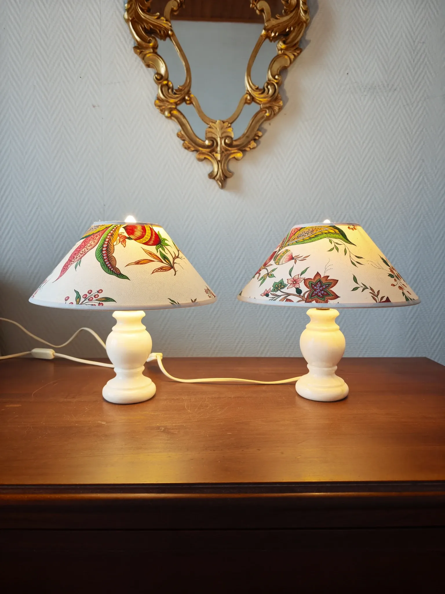 Pair of vintage alabaster lamps