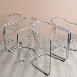 Chrome wire dining chairs by gastone rinaldi, 1970's.