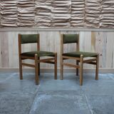 Vintage pine & velvet chairs