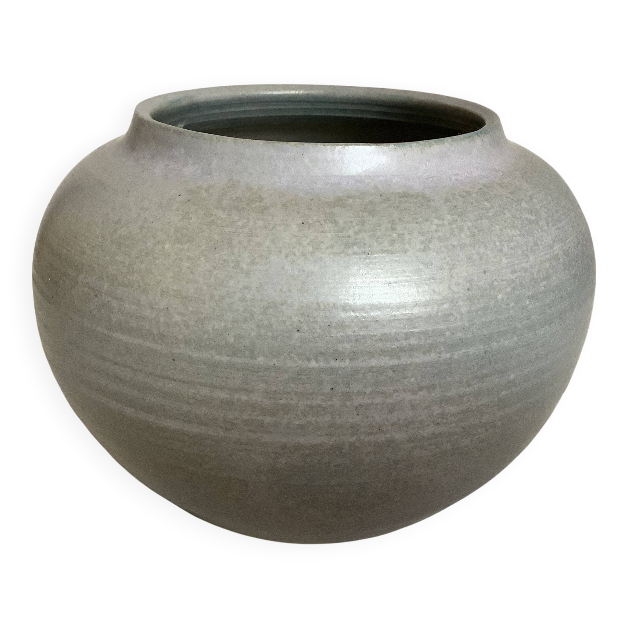 Grey blue ceramic round vase
