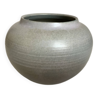 Grey blue ceramic round vase