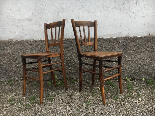 Paire de chaise bistrot en bois de hêtre