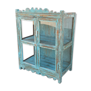 vitrine en bois bleue