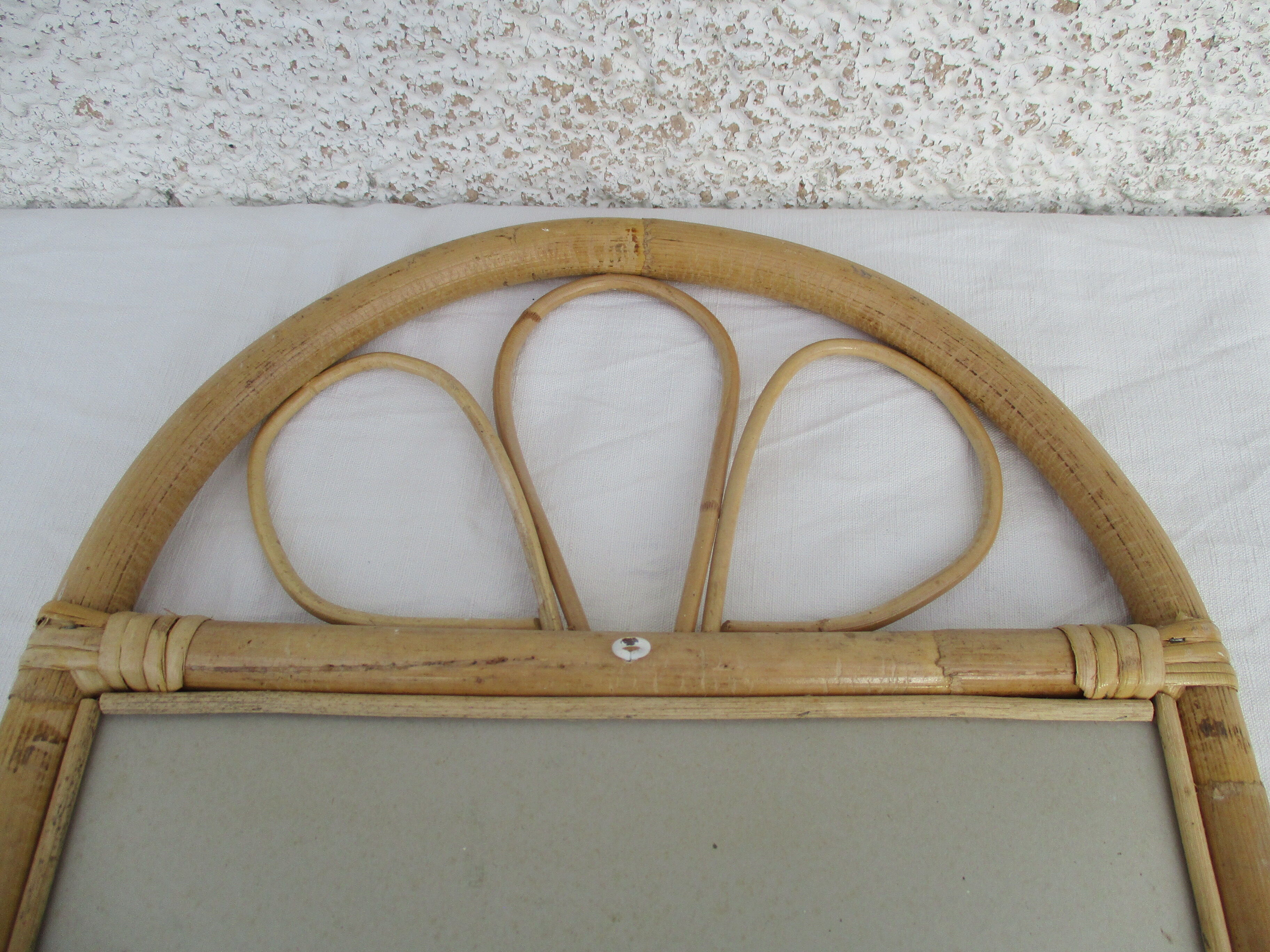 Mirror in bamboo and vintage rattan deco, 61x37 cm