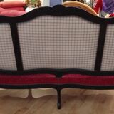 Antique Louis XV style red velvet settee