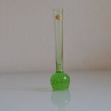Sweden Sweden 1960 60's small soliflore vase green glass bullicante