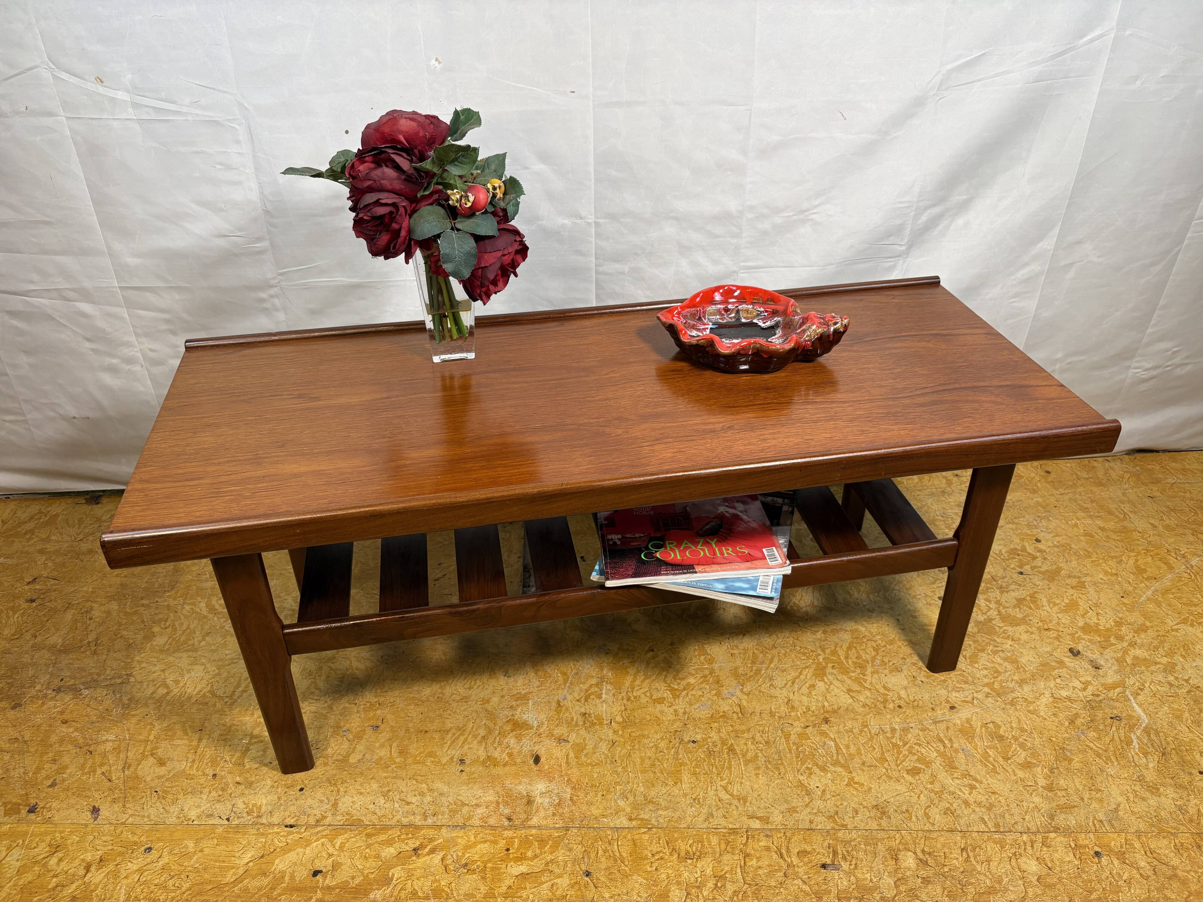 Mid-century retro vintage teak coffee table by myer (1960s) – stylish & fun