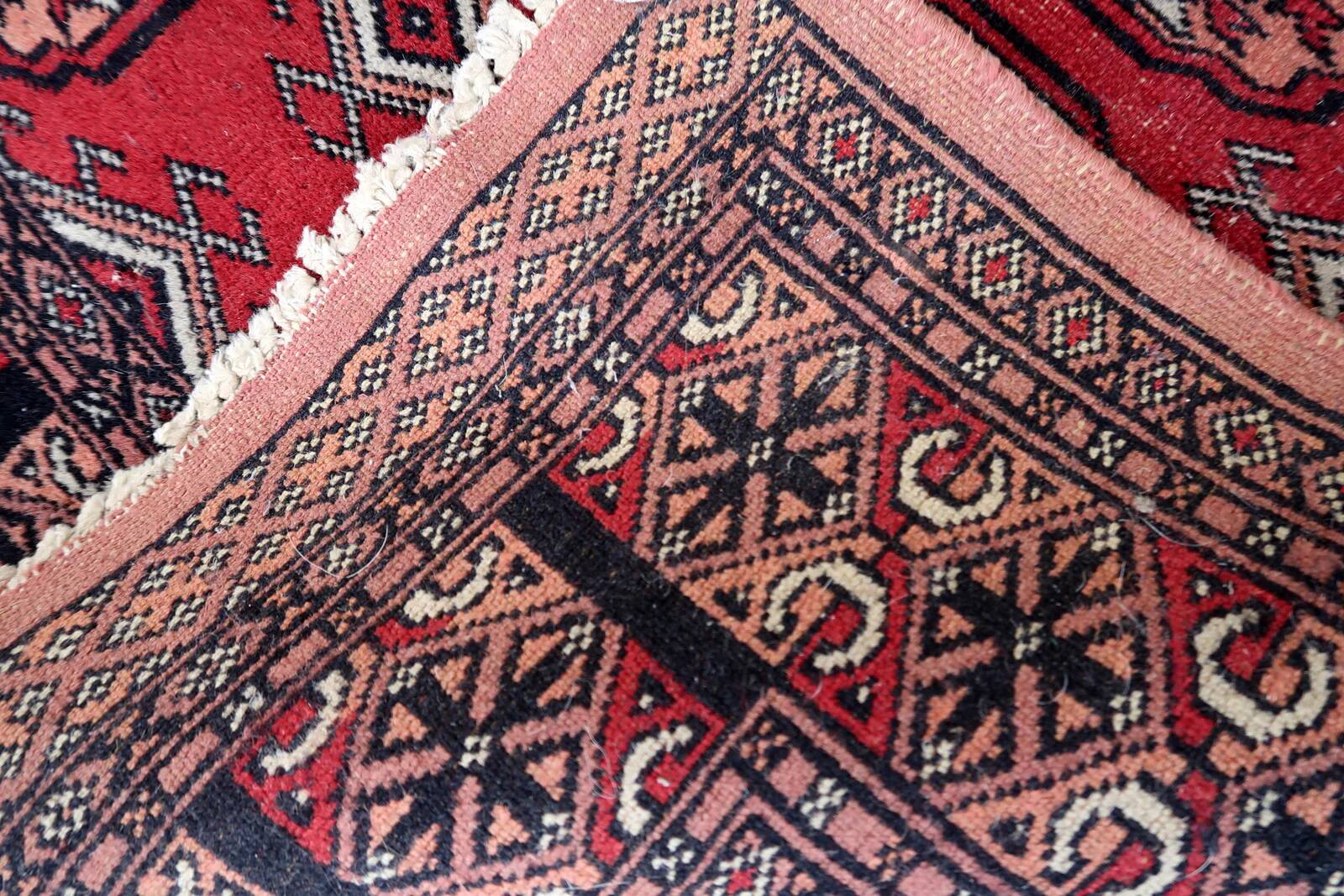 Handmade vintage Uzbek Bukhara runner 80cm x 274cm, 1960s
