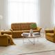 Vintage lounge set for 5, 3-seater convertible sofa and 2 armchairs, 70s.