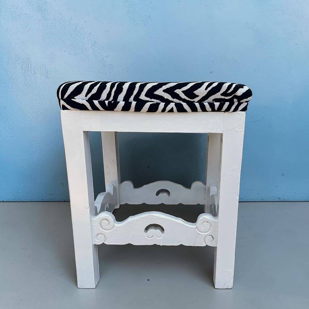 Set of 3 antique solid wood stools restored