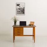 Fully restored Scandinavian desk with grey laminate top