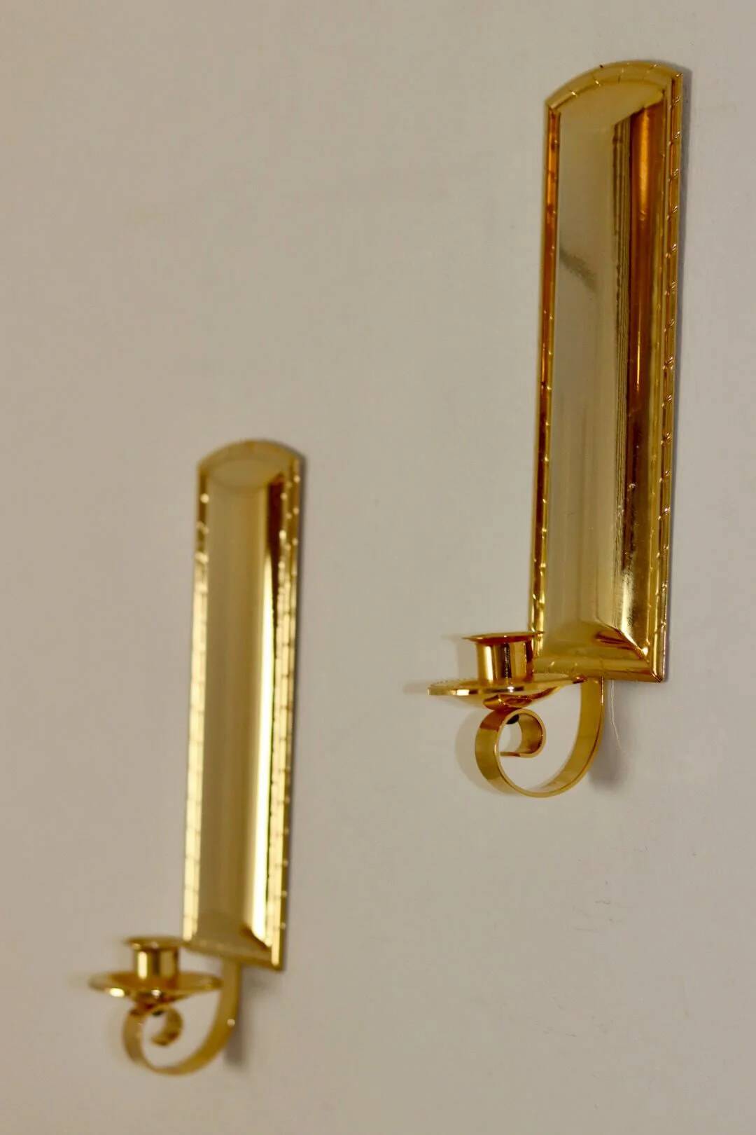 Pair Of Mid Century Style 24K Swedish Brass Sconces by Scandia