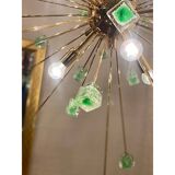 Green Cubes Murano Glass Gold Sputnik Candlestick