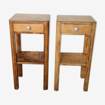 Pair oak bedside tables with drawer 1950