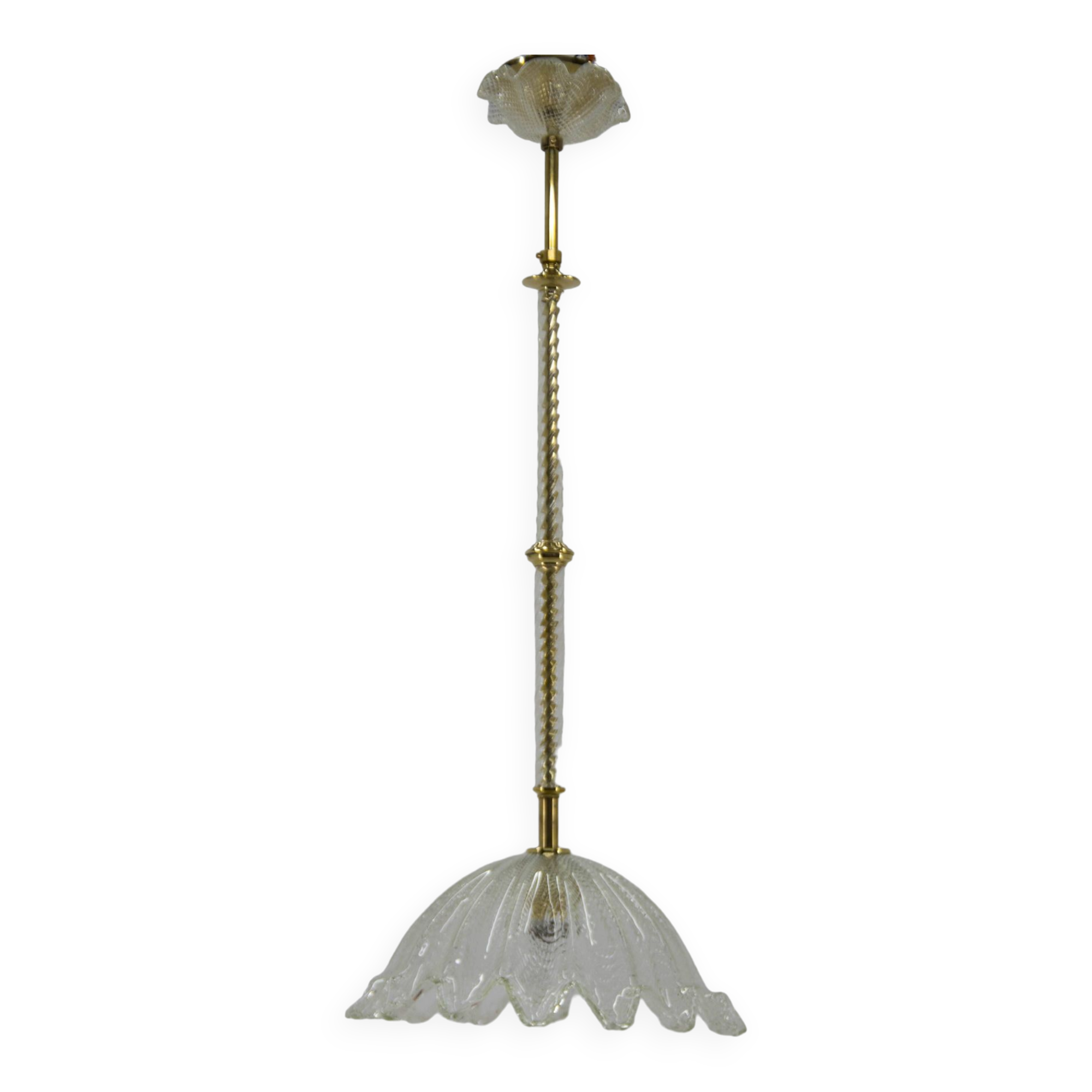 Glass and brass pendant, italy, 1970s