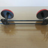 Wall coatrack in red metal, 2 hooks, 60s-70s