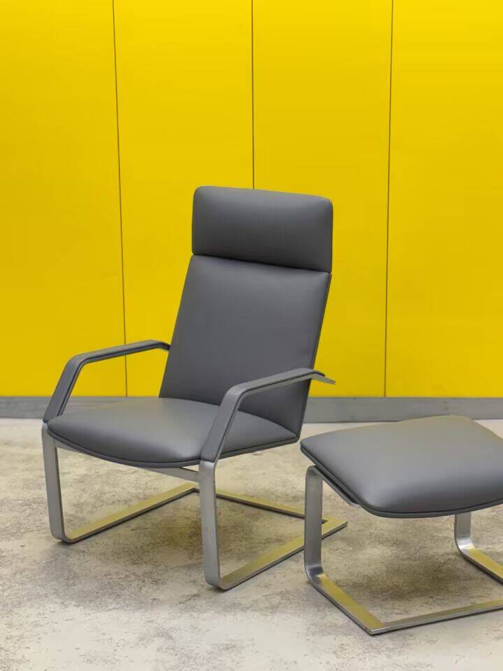 Fauteuil Relax Erpo Classics CL265 et repose-pieds - Cuir gris