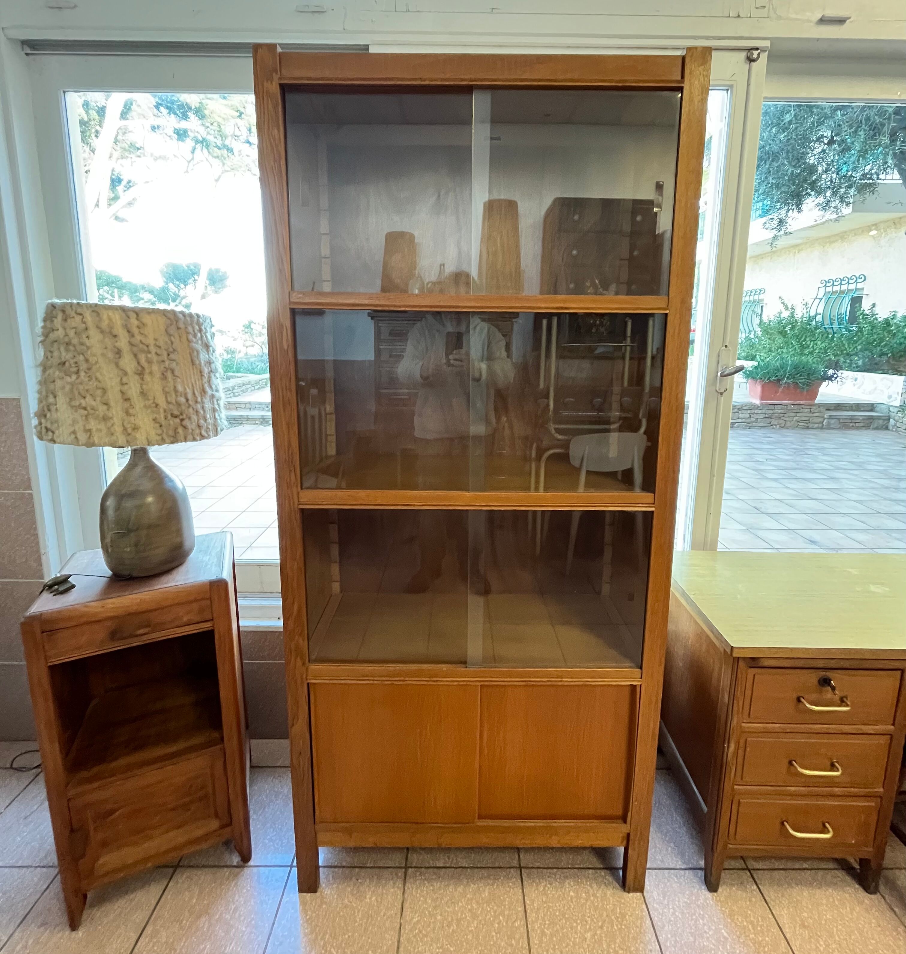 1950 oak glazed bookcase Émile SEIGNEUR