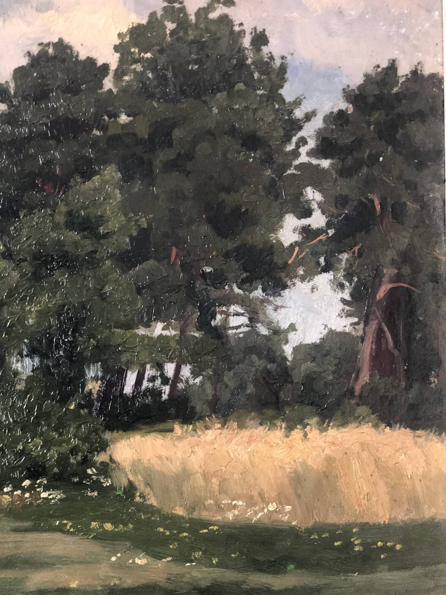 Vintage Original Landscape Oil Painting: Rowboat Nature Art