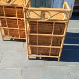 Pair of 1970s rattan bedside tables