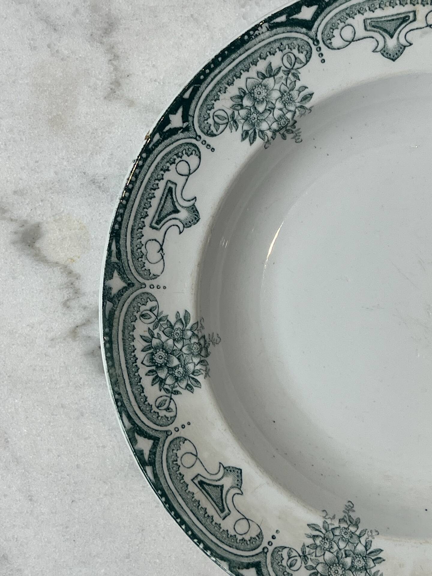 Set of 9 deep plates, ironstone Narcisses Onnaing