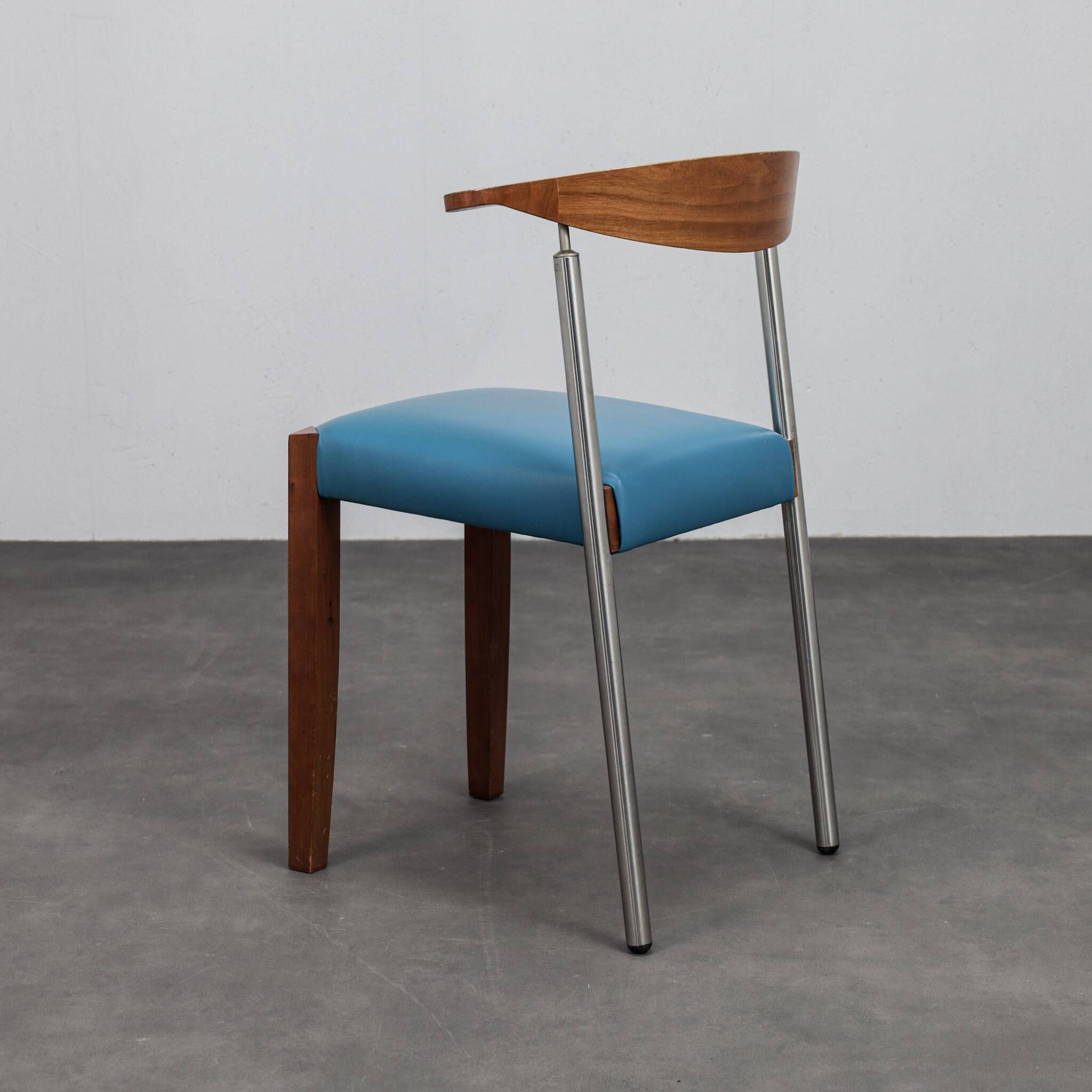 Set of 4 postmodern leather dining chairs, Italy, 1990s
