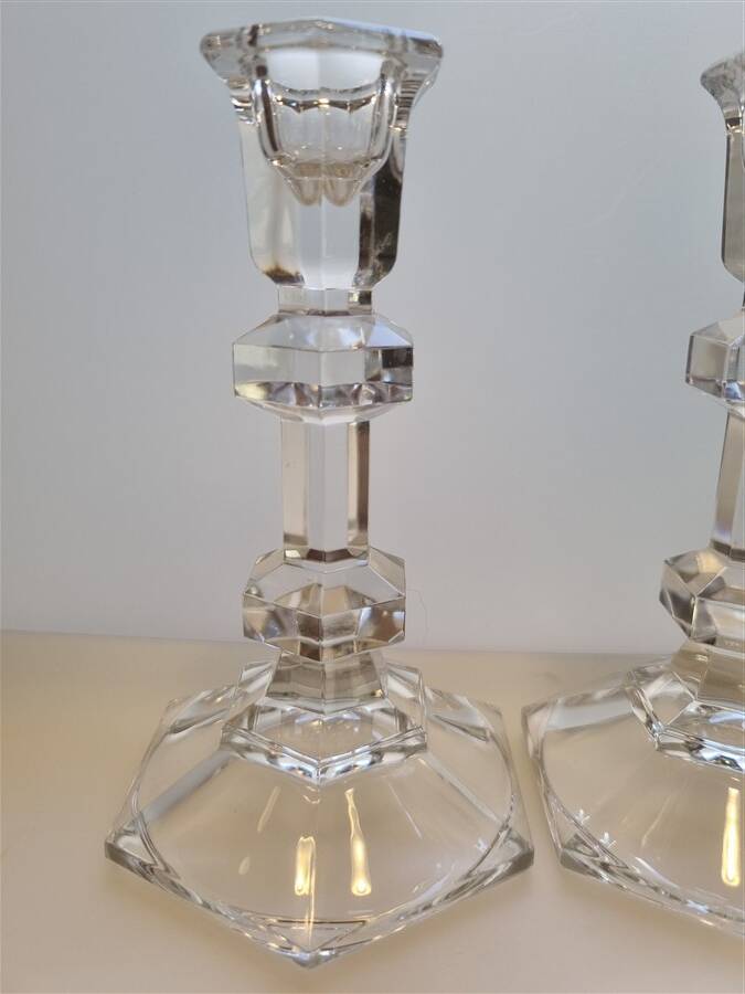 Pair of glass candlesticks