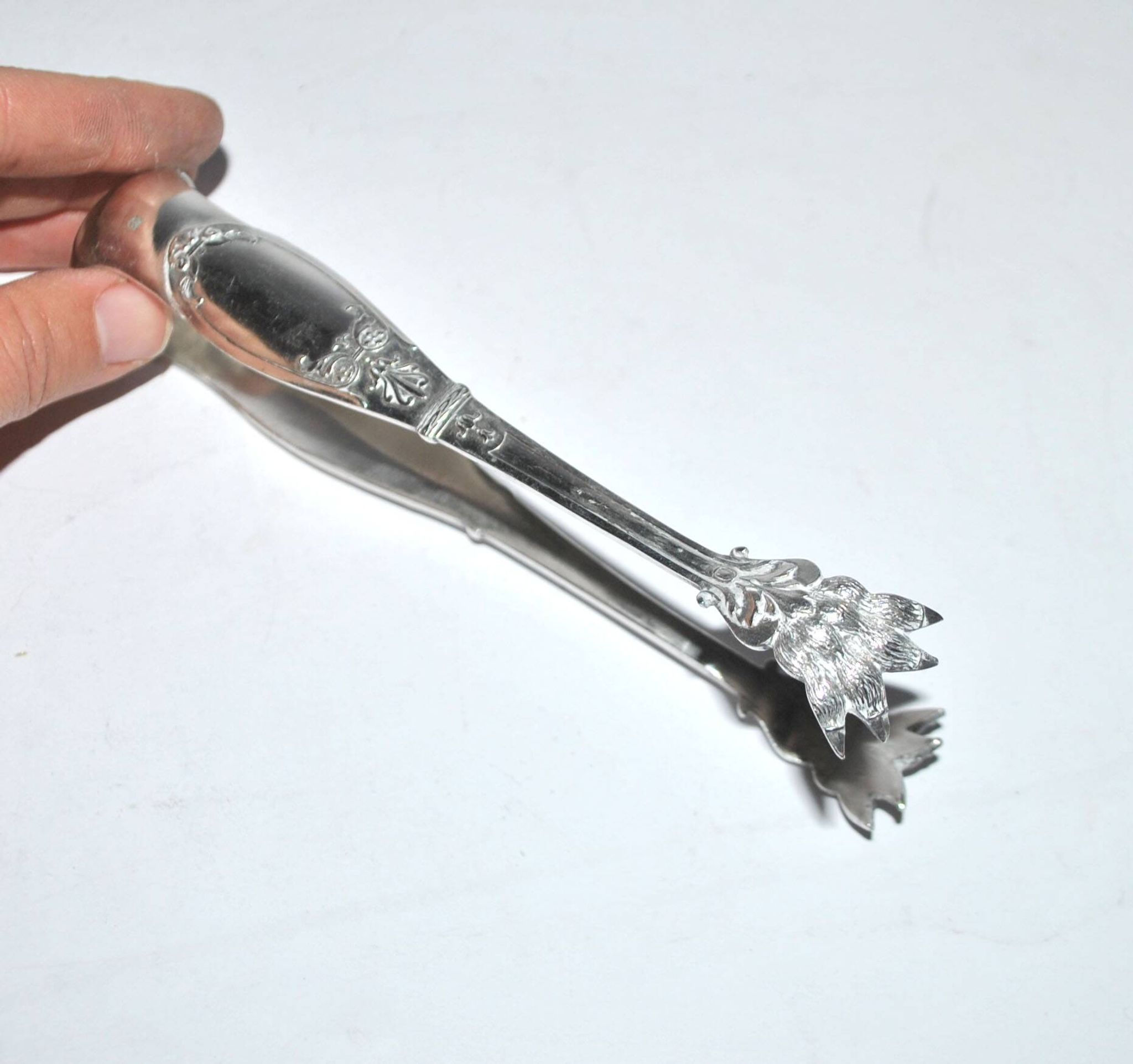 Empire Silver Metal Clawed Sugar Tongs Neoclassical Ice Tongs