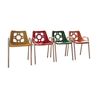 4 chaises de jardin colorées