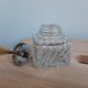 Glass pot with his brush - old glue jar