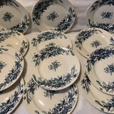 12 old blue dessert plates Eglantines Iron Land HB and Co.