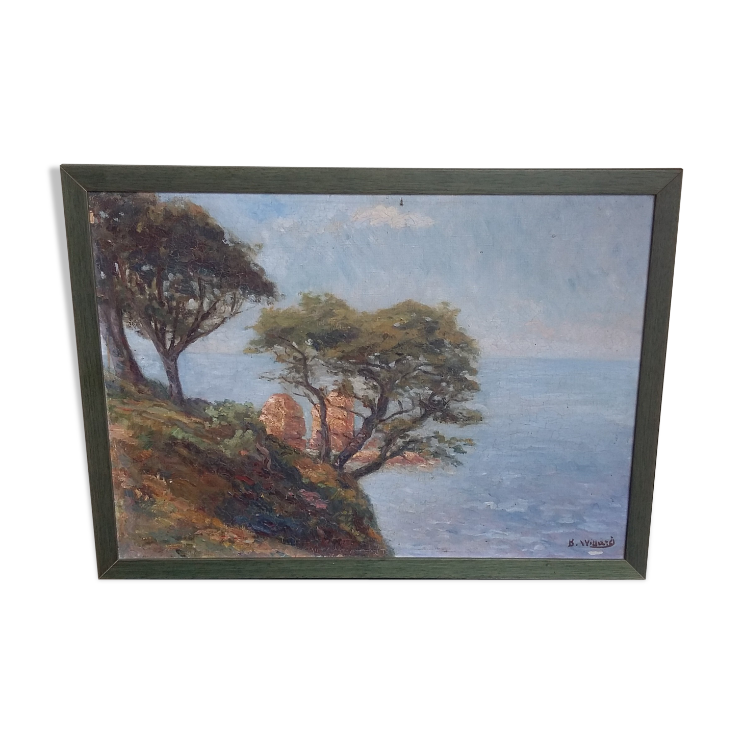 Oil on canvas Edge of the Mediterranean, rocks and pines of B.Willard