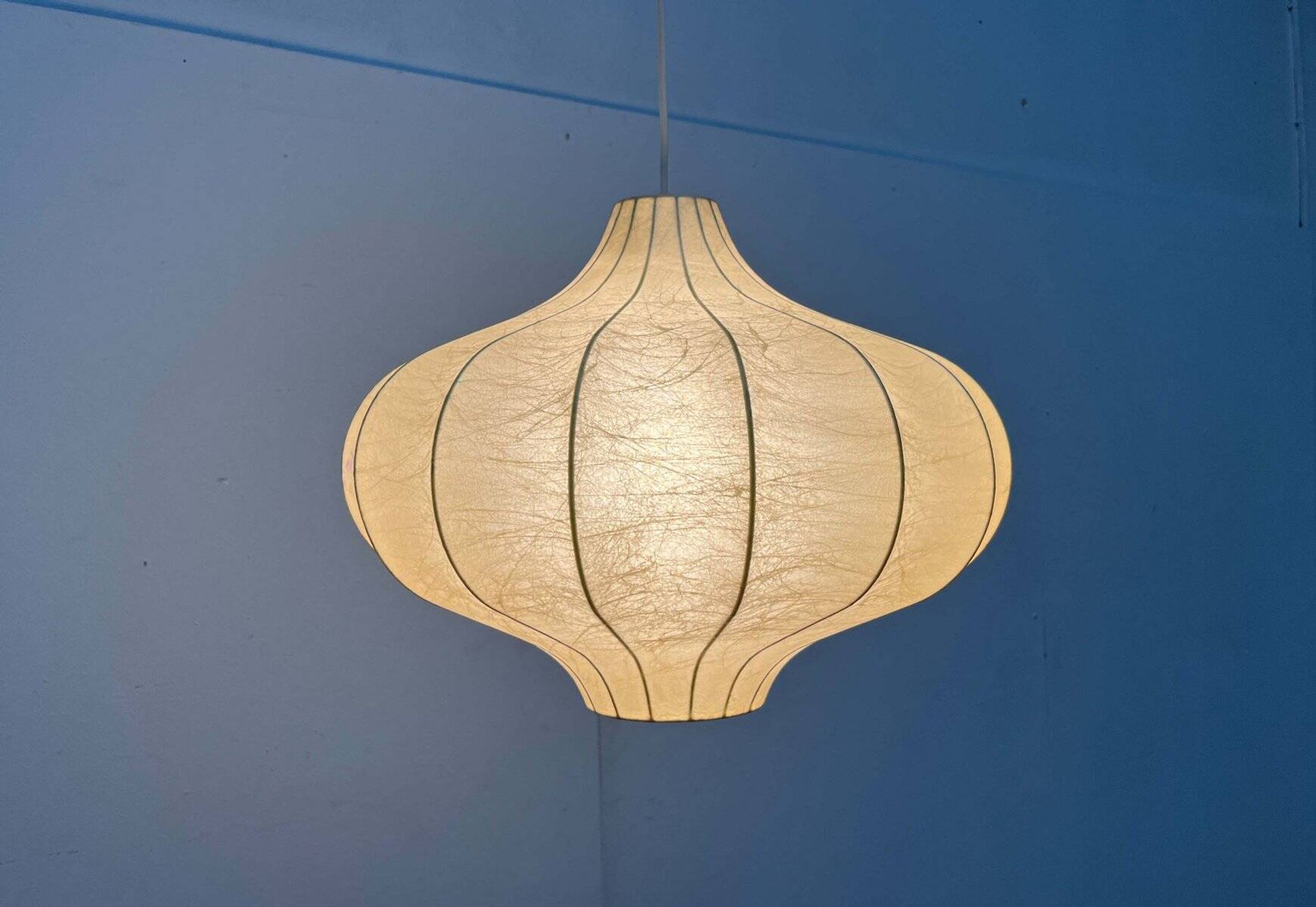 Modern mid-century Cocoon pendant lamp by Friedel Wauer for Goldkant Leuchten, Germany, 1960s.