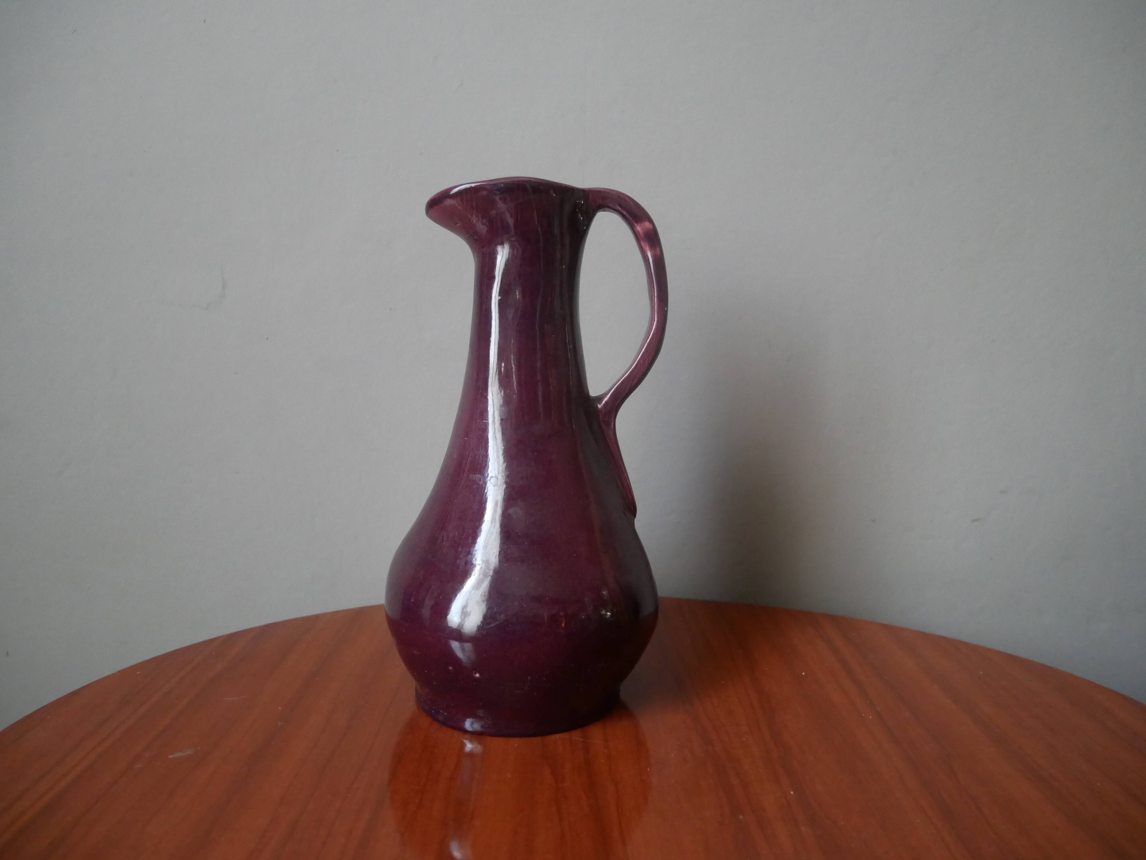 Pitcher vase with handle ceramic handmade pottery country decoration