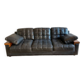 Vintage high-end black leather sofa