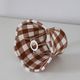 Recycled vintage lamp — brown ceramic base, terracotta gingham shade
