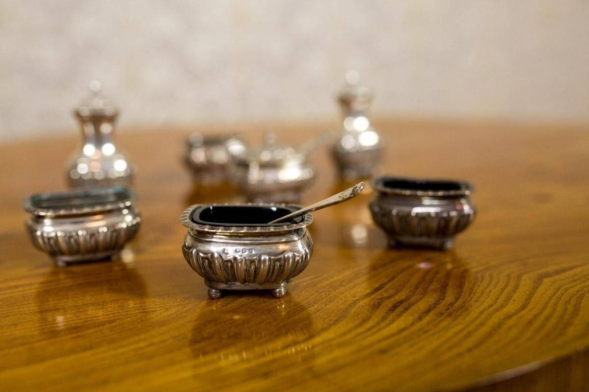 19th Century English Silver Set, 1890s, Set of 7