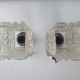 Pair of vintage chrome wall lights with square globes, Italian Targetti, 1970