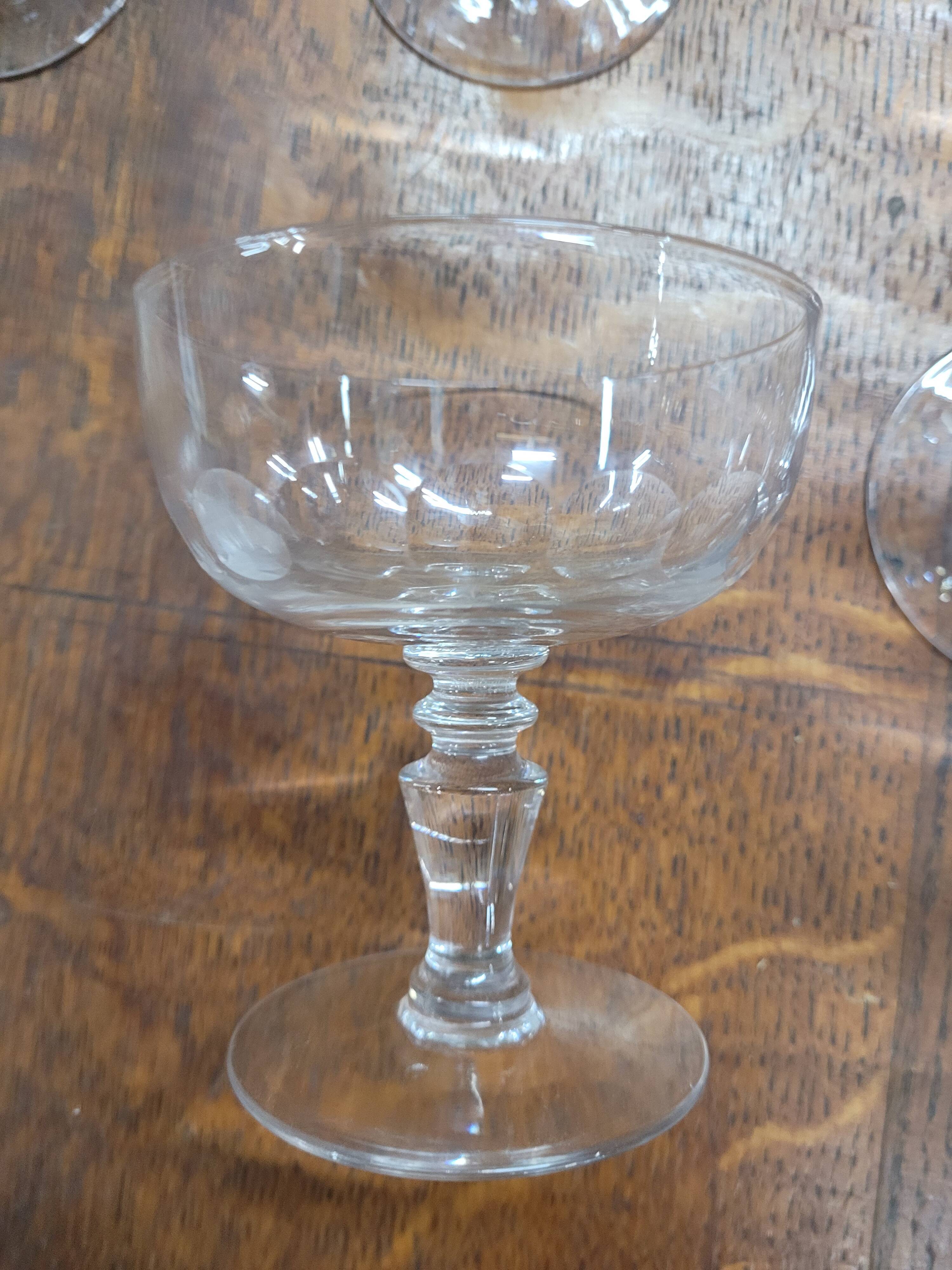 6 old champagne glasses