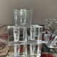 Series of 6 vintage cube candlesticks in molded glass