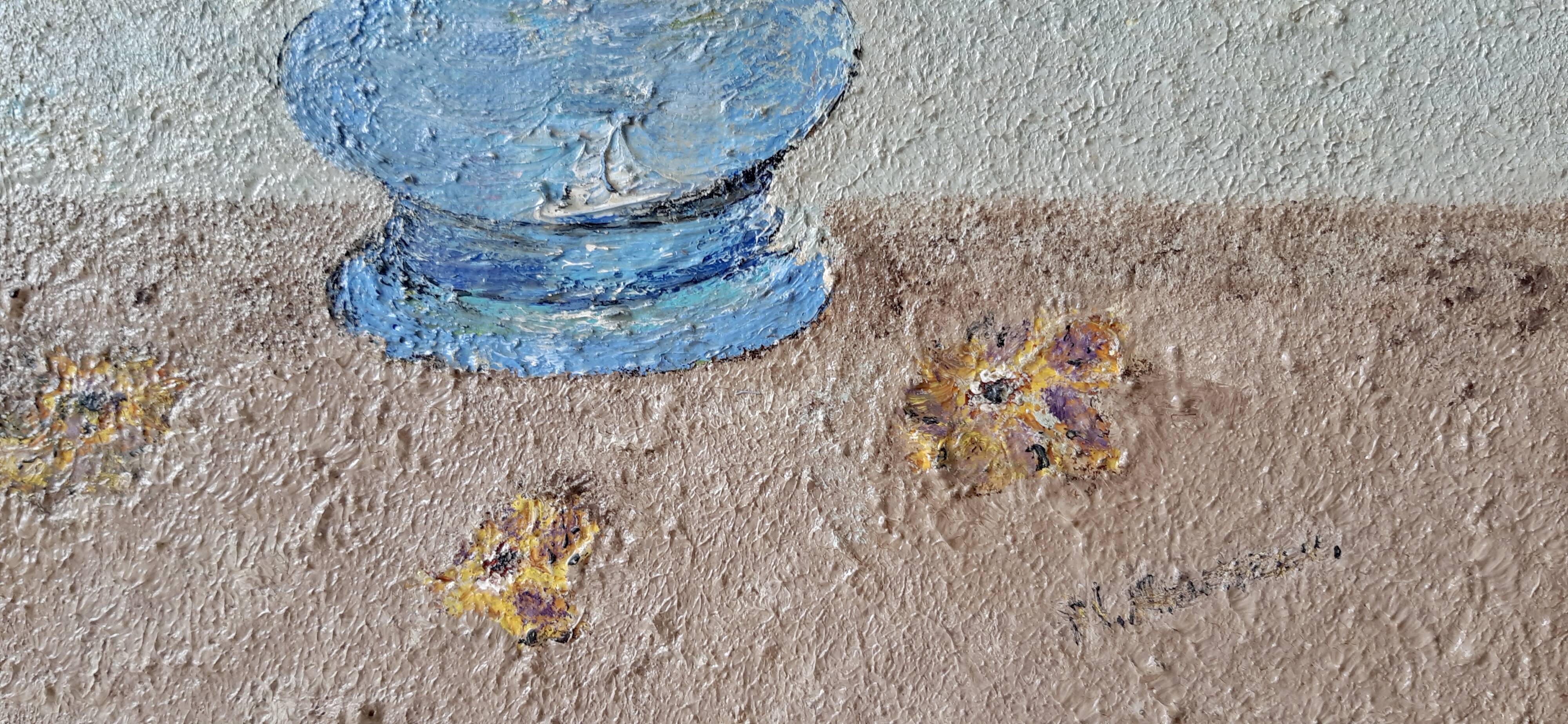 Oil on canvas painting old bouquet