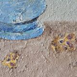 Oil on canvas painting old bouquet