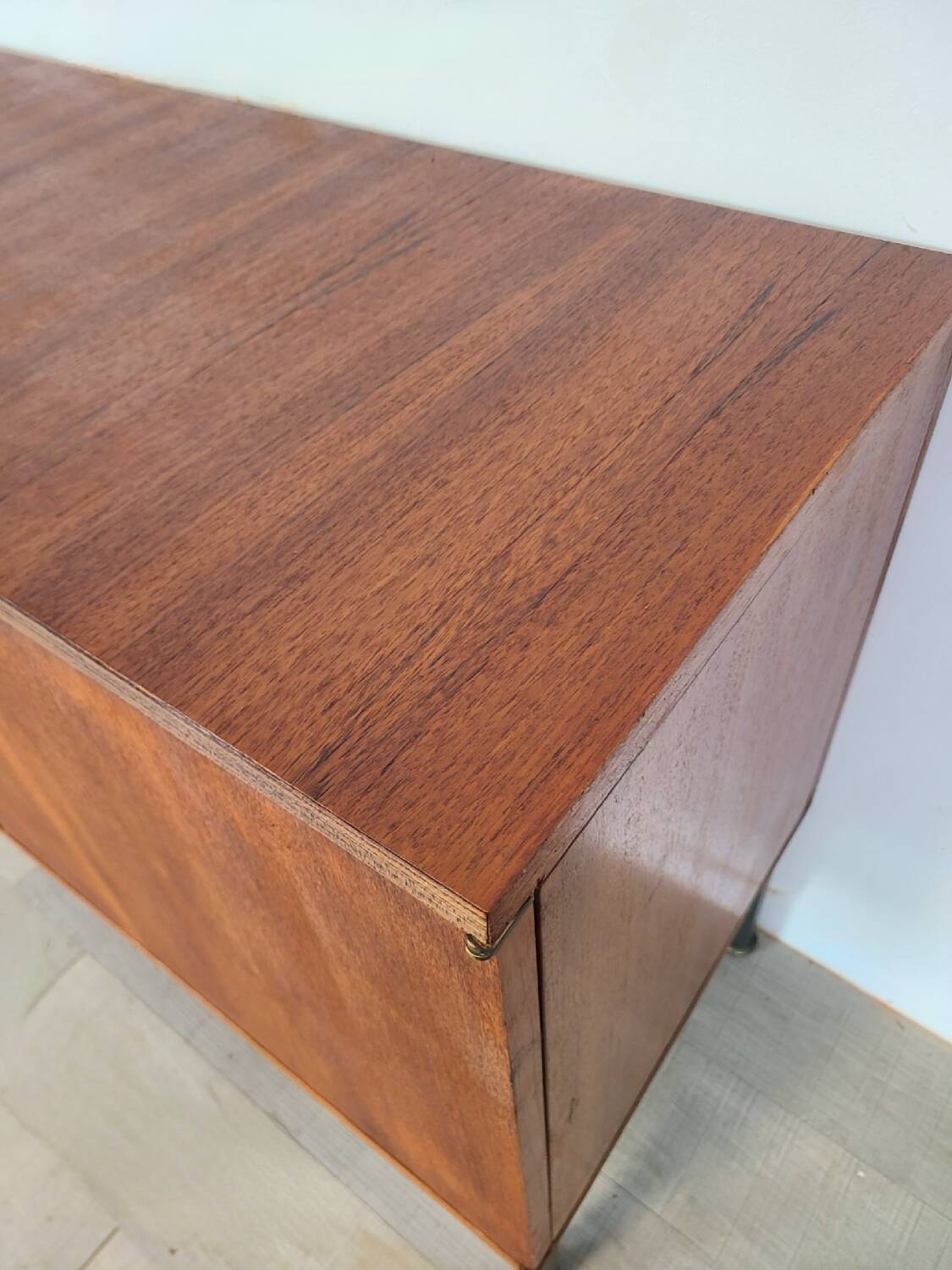 Modernist teak enfilade vintage 1960s design by Louis Paolozzi.