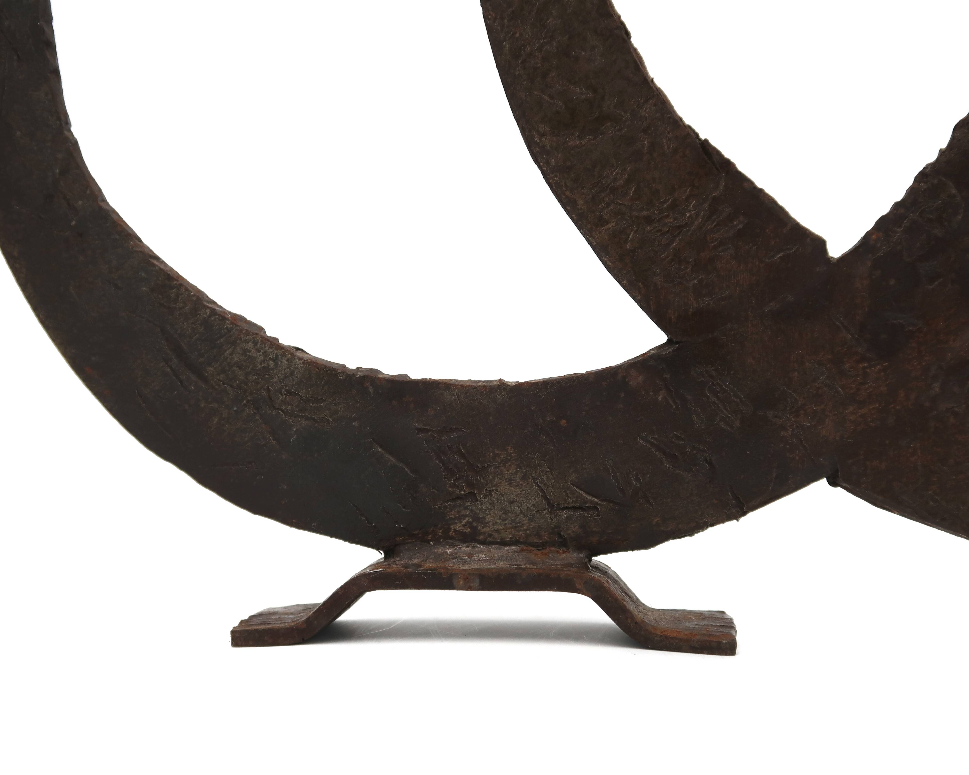Large brutalist wrought iron candle holder, 1950s