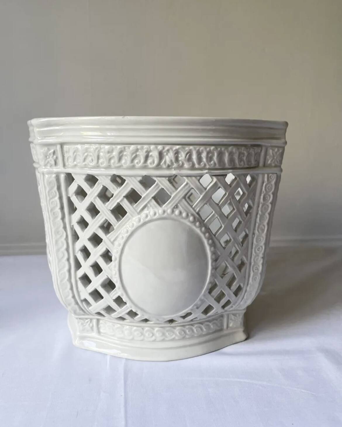 Openwork planter in Italian earthenware