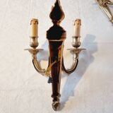 Pair of Louis XV style rocaille two-armed sconces in gilded bronze